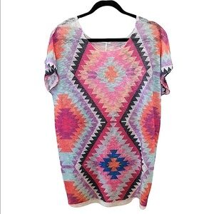 LUNA Chic Tribal Print Knit Tunic Size Small